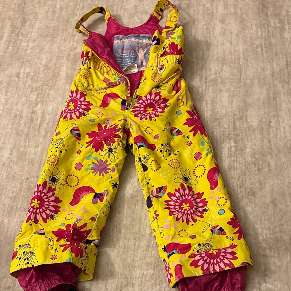 Obermeyer Yellow Floral Kids Overalls